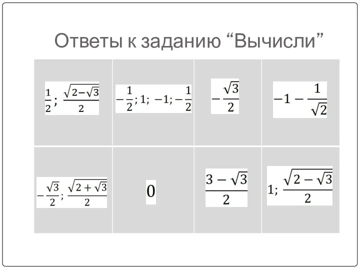 Ответы к заданию “Вычисли”