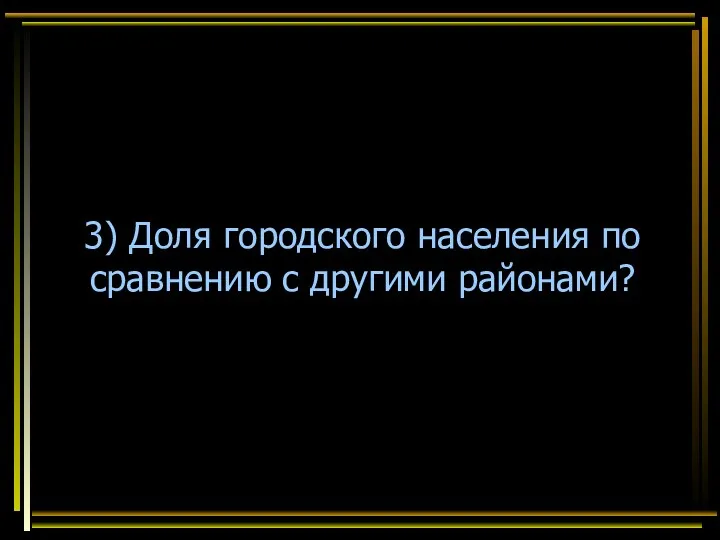 3) Доля городского населения по сравнению с другими районами?