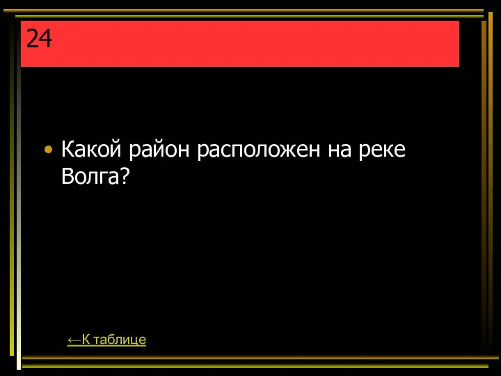 24 Какой район расположен на реке Волга? ←К таблице