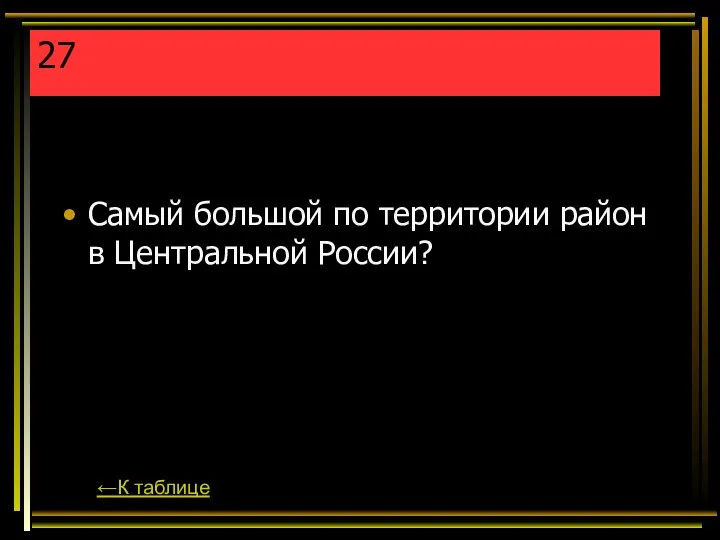 27 Самый большой по территории район в Центральной России? ←К таблице