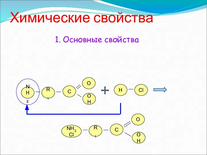 Химические свойства NH2 R1 О OH C 1. Основные свойства NH3Cl