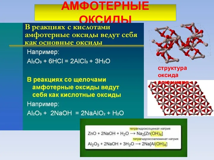 АМФОТЕРНЫЕ ОКСИДЫ структура оксида алюминия