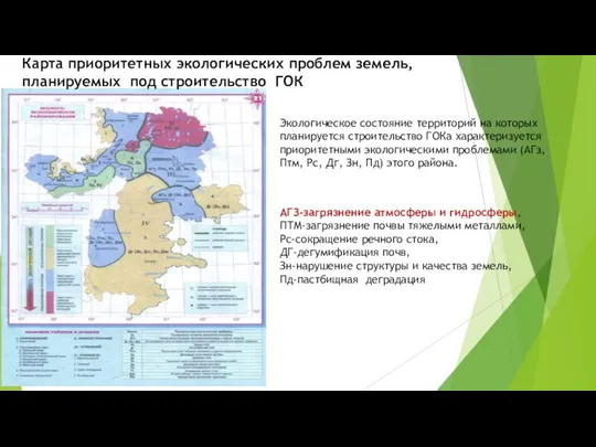 Карта приоритетных экологических проблем земель, планируемых под строительство ГОК АГЗ-загрязнение атмосферы