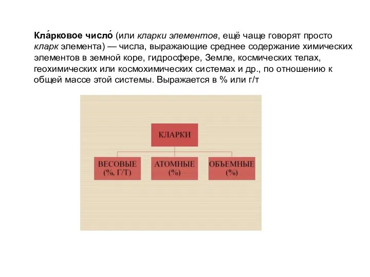 Кла́рковое число́ (или кларки элементов, ещё чаще говорят просто кларк элемента)