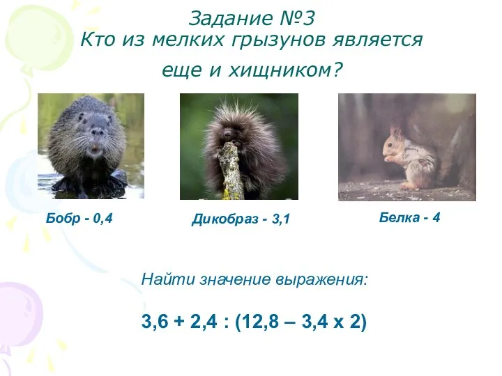 Задание №3 Кто из мелких грызунов является еще и хищником? Бобр