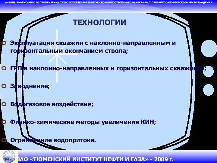 АНАЛИЗ ЭФФЕКТИВНОСТИ ПРИМЕНЯЕМЫХ ТЕХНОЛОГИЙ ПО РАЗРАБОТКЕ СЛОЖНОПОСТРОЕННОГО ОБЪЕКТА АВ11-2 “РЯБЧИК” САМОТЛОРСКОГО