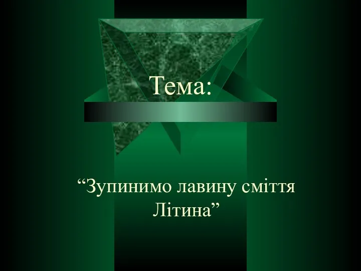 Тема: “Зупинимо лавину сміття Літина”