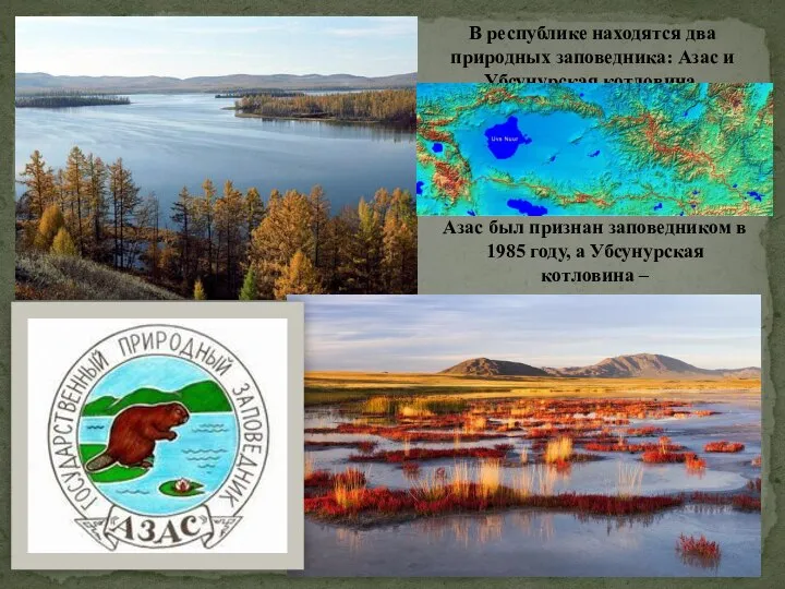 Азас был признан заповедником в 1985 году, а Убсунурская котловина –