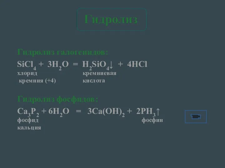 Гидролиз галогенидов: SiCl4 + 3H2O = H2SiO4↓ + 4HСl хлорид кремниевая