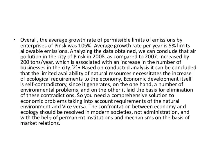 Overall, the average growth rate of permissible limits of emissions by