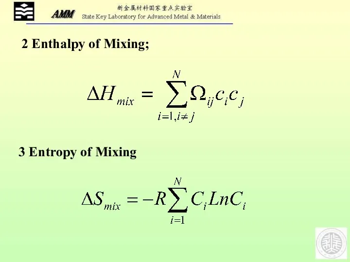 2 Enthalpy of Mixing; 3 Entropy of Mixing