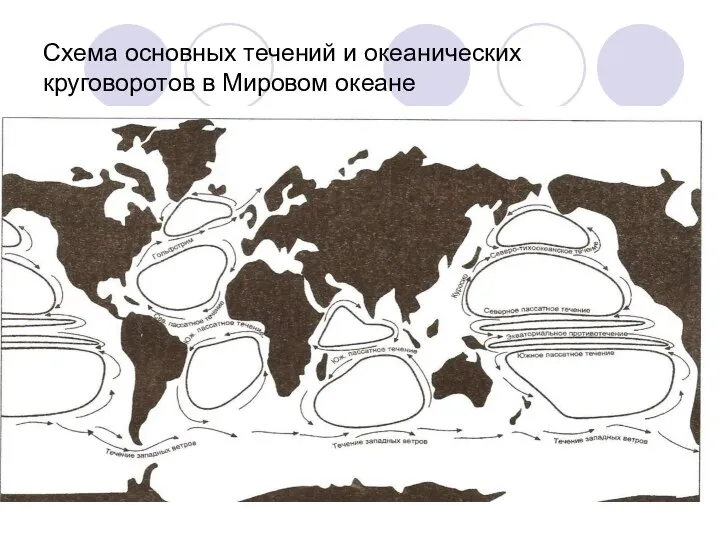 Схема основных течений и океанических круговоротов в Мировом океане