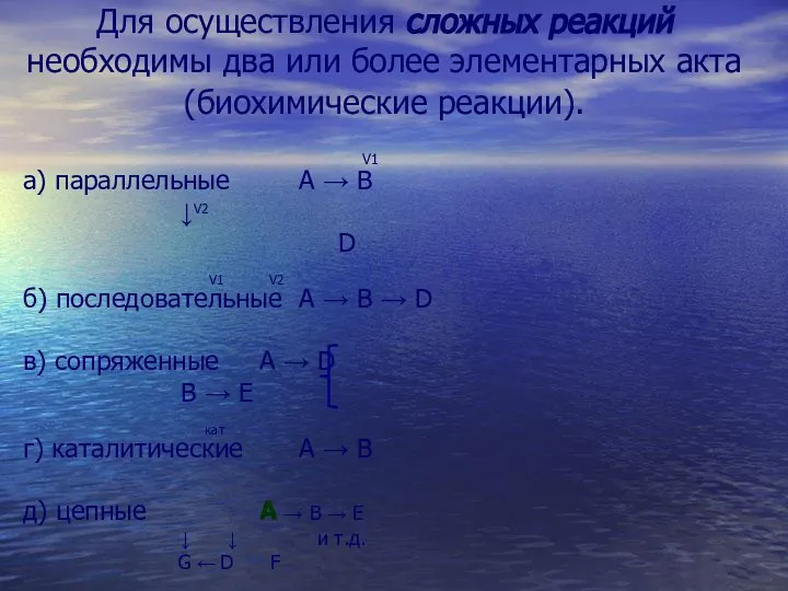 Для осуществления сложных реакций необходимы два или более элементарных акта (биохимические