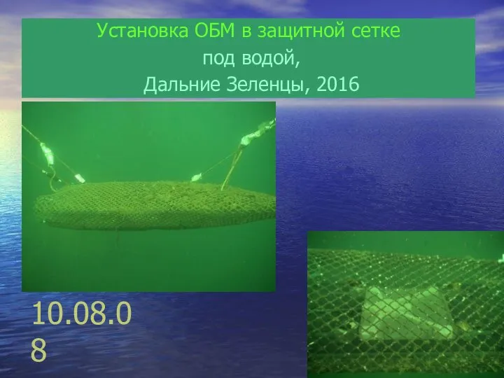 10.08.08 Установка ОБМ в защитной сетке под водой, Дальние Зеленцы, 2016