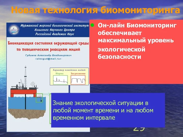 Новая технология биомониторинга Знание экологической ситуации в любой момент времени и