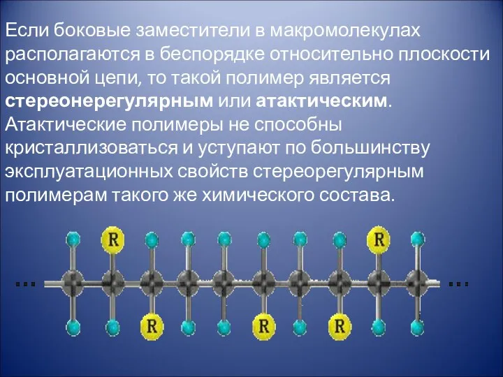 Если боковые заместители в макромолекулах располагаются в беспорядке относительно плоскости основной