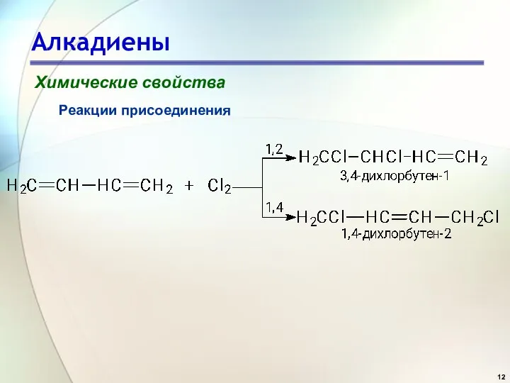 Алкадиены Химические свойства Реакции присоединения