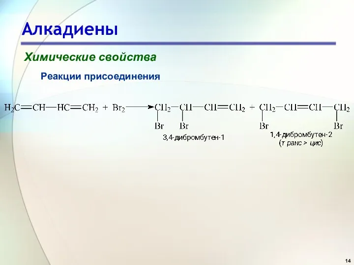 Алкадиены Химические свойства Реакции присоединения