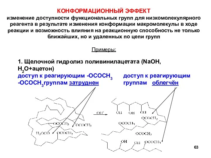 КОНФОРМАЦИОННЫЙ ЭФФЕКТ изменение доступности функциональных групп для низкомолекулярного реагента в результате