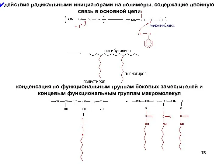 действие радикальными инициаторами на полимеры, содержащие двойную связь в основной цепи