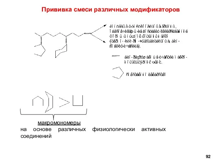 Прививка смеси различных модификаторов макромономеры на основе различных физиологически активных соединений