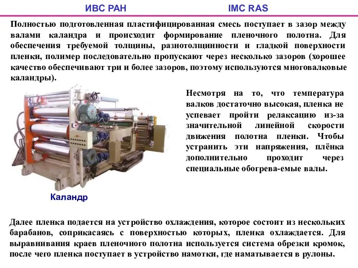 ИВС РАН IMC RAS Полностью подготовленная пластифицированная смесь поступает в зазор