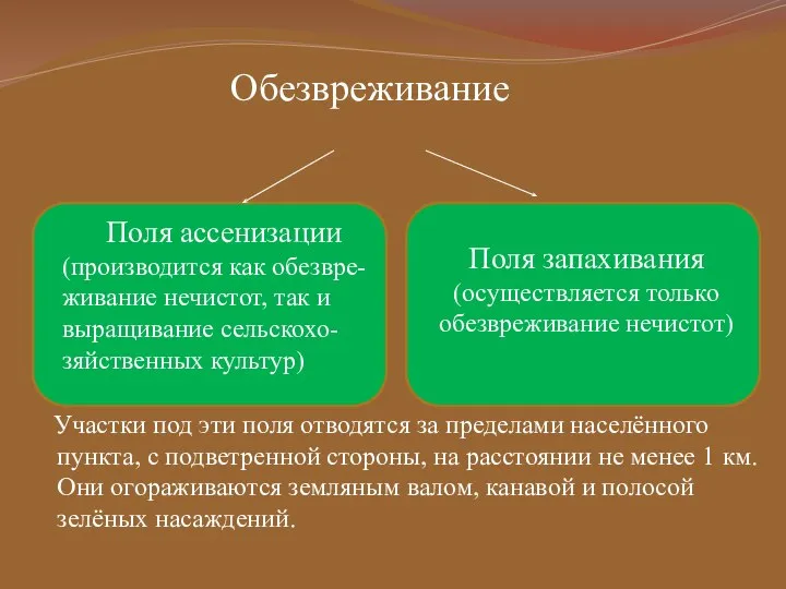 Обезвреживание Участки под эти поля отводятся за пределами населённого пункта, с