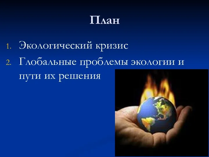 План Экологический кризис Глобальные проблемы экологии и пути их решения