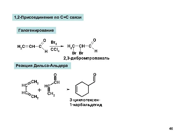 Реакция Дильса-Альдера Галогенирование 1,2-Присоединение по С=С связи