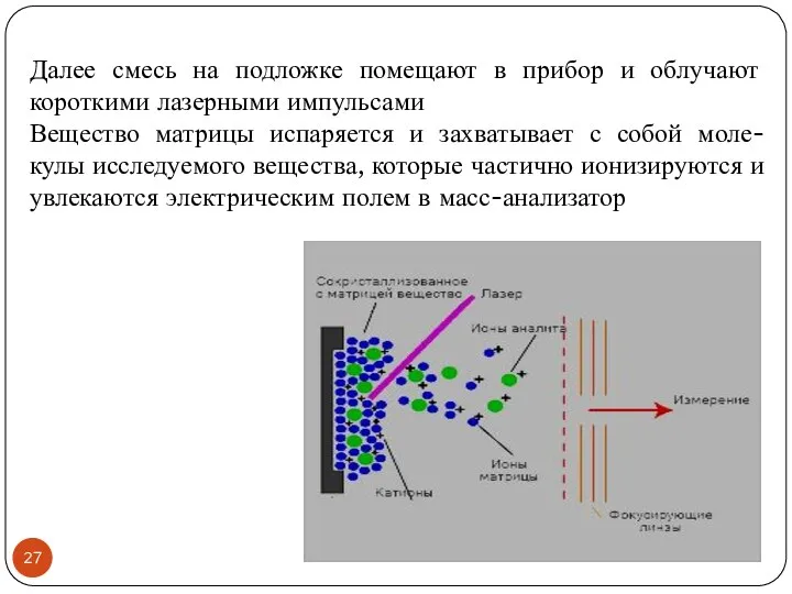 Далее смесь на подложке помещают в прибор и облучают короткими лазерными