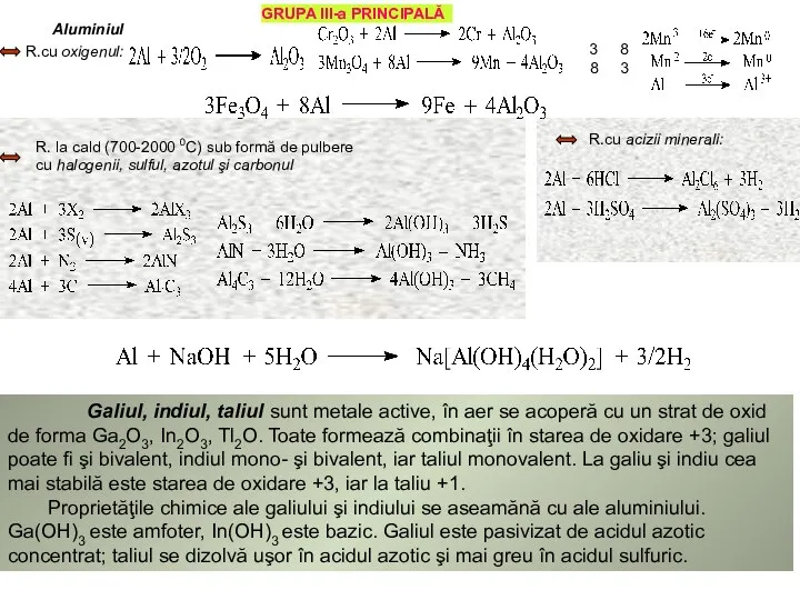 8 8 3 Aluminiul GRUPA III-a PRINCIPALĂ R.cu oxigenul: R. la