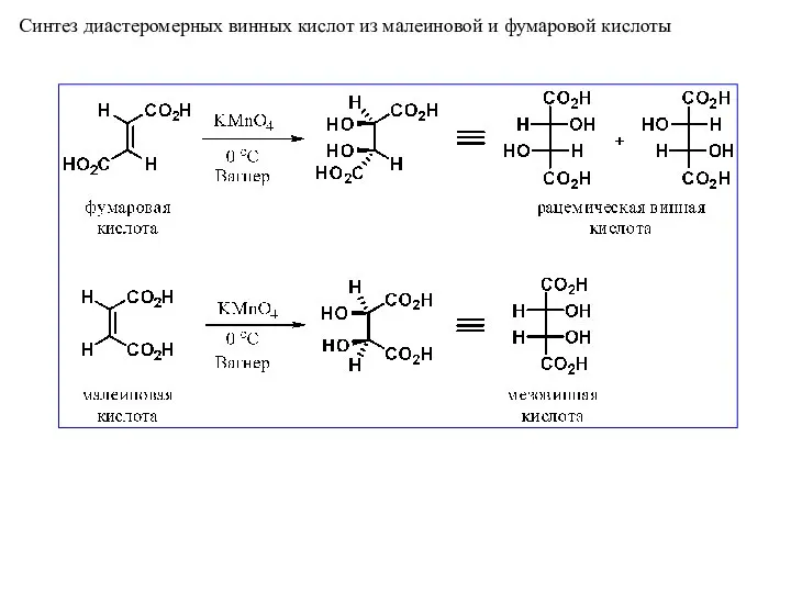 Синтез диастеромерных винных кислот из малеиновой и фумаровой кислоты