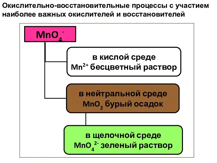 Окислительно-восстановительные процессы с участием наиболее важных окислителей и восстановителей