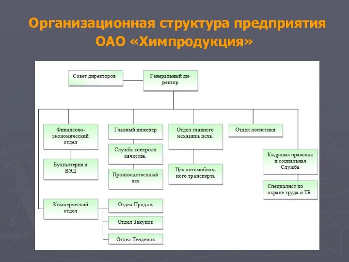 Организационная структура предприятия ОАО «Химпродукция»