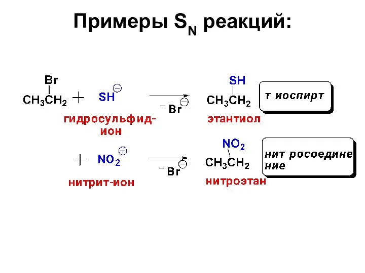 Примеры SN реакций: