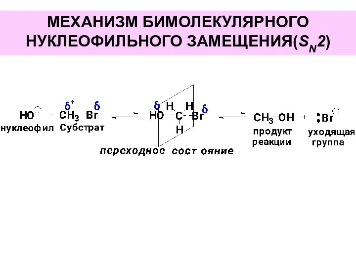 МЕХАНИЗМ БИМОЛЕКУЛЯРНОГО НУКЛЕОФИЛЬНОГО ЗАМЕЩЕНИЯ(SN2)