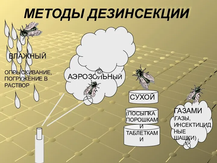 МЕТОДЫ ДЕЗИНСЕКЦИИ АЭРОЗОЛЬНЫЙ ГАЗАМИ (ГАЗЫ, ИНСЕКТИЦИДНЫЕ ШАШКИ) СУХОЙ (ПОСЫПКА ПОРОШКАМ И