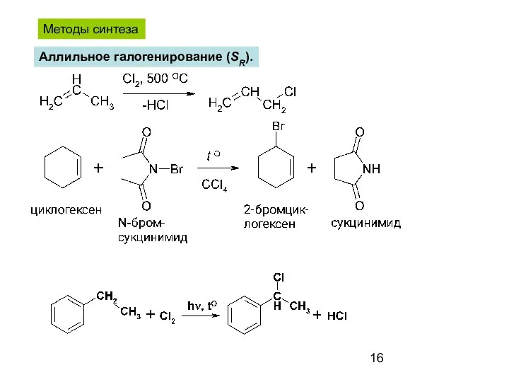 Аллильное галогенирование (SR). Методы синтеза