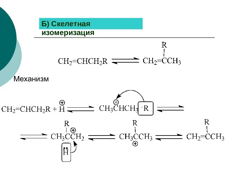 Б) Скелетная изомеризация Механизм