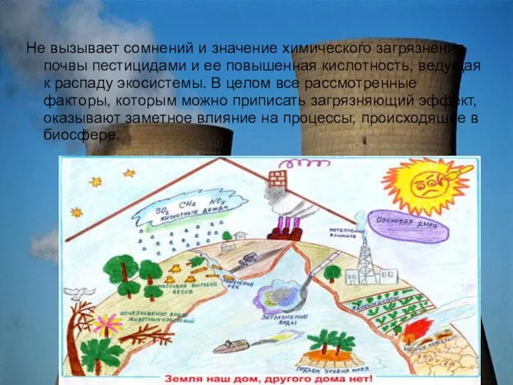 Не вызывает сомнений и значение химического загрязнения почвы пестицидами и ее