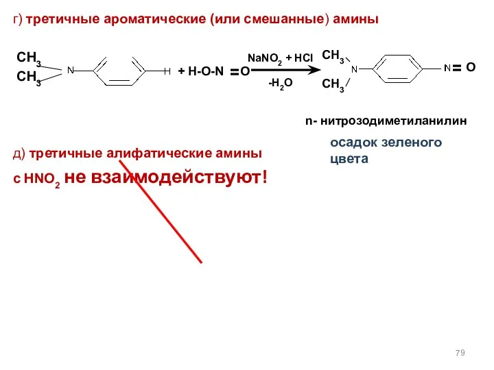 г) третичные ароматические (или смешанные) амины CH3 CH3 д) третичные алифатические