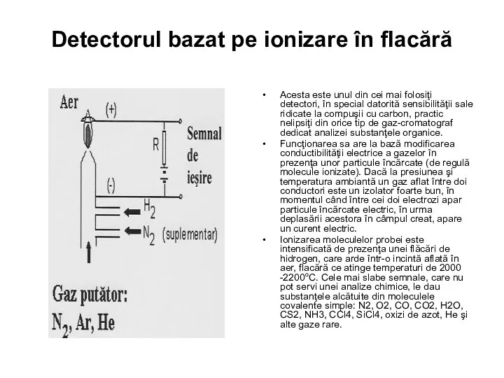 Detectorul bazat pe ionizare în flacără Acesta este unul din cei