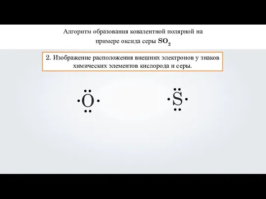 Алгоритм образования ковалентной полярной на примере оксида серы SO2 2. Изображение