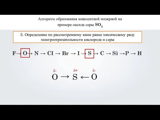 Алгоритм образования ковалентной полярной на примере оксида серы SO2 3. Определение