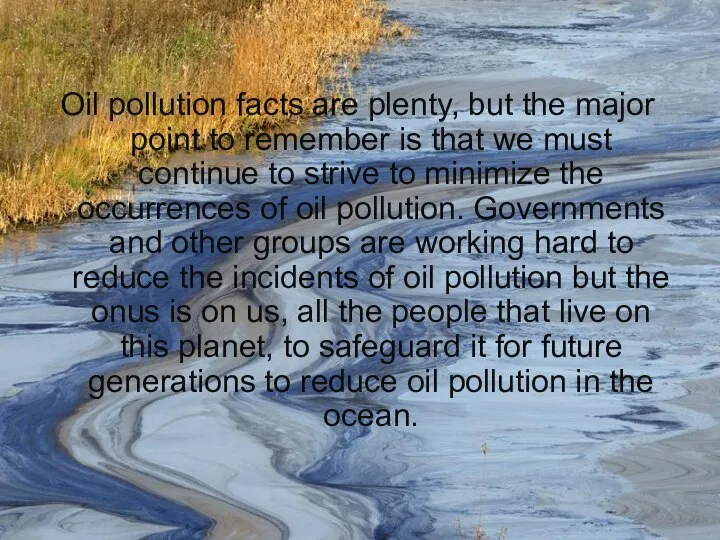 Oil pollution facts are plenty, but the major point to remember