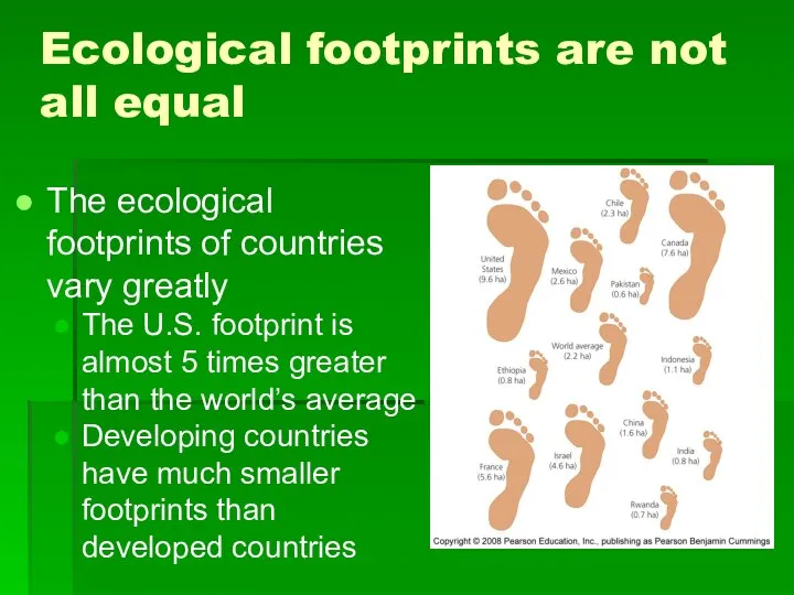 Ecological footprints are not all equal The ecological footprints of countries