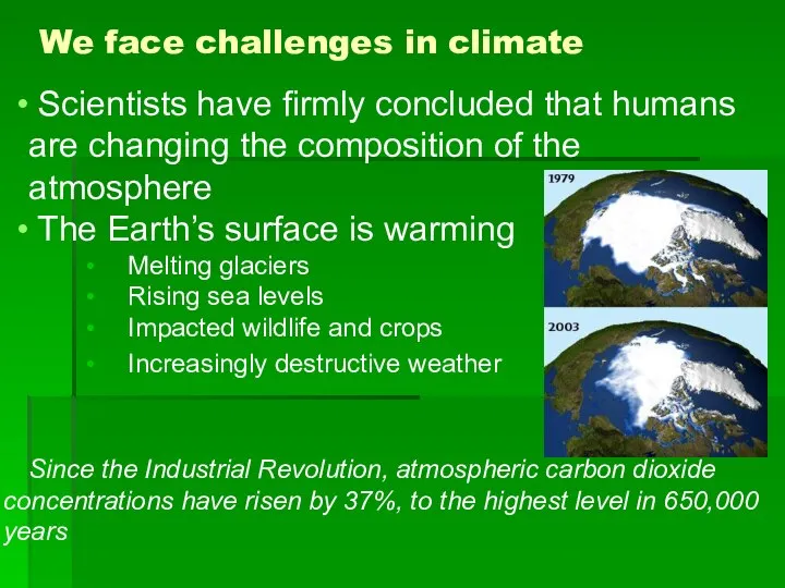 We face challenges in climate Scientists have firmly concluded that humans