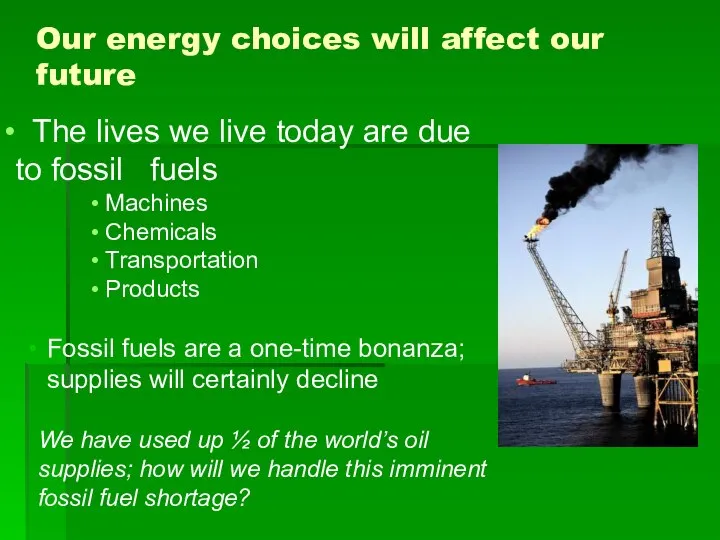 Our energy choices will affect our future The lives we live