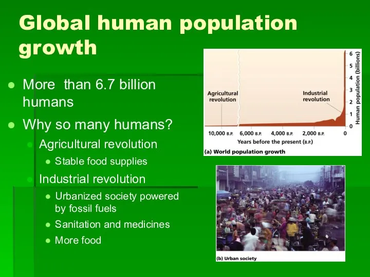 Global human population growth More than 6.7 billion humans Why so