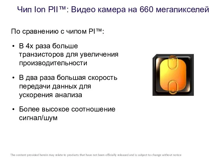 Чип Ion PII™: Видео камера на 660 мегапикселей По сравнению с